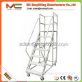 Metal heavy duty foldable movable platform ladder, movable step ladder